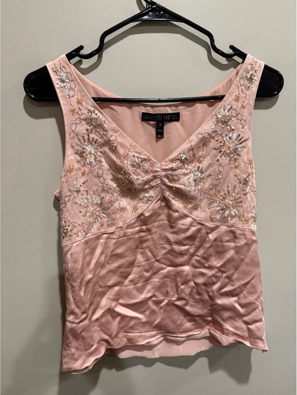 Lafayette 148 New York Pink Embellished Sleeveless Top Size 6